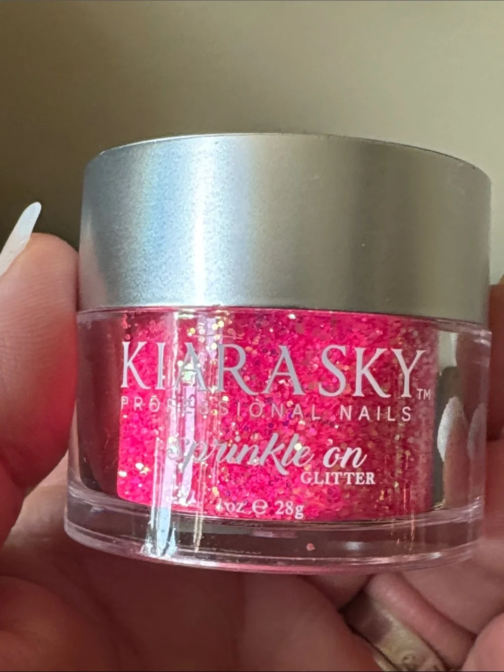 Kiara Pink Glitter & White Dip Powder Nail Set